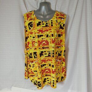 Vintage 1960s Smock Apron Mid Century Geometric Yellow Orange Handmade XL